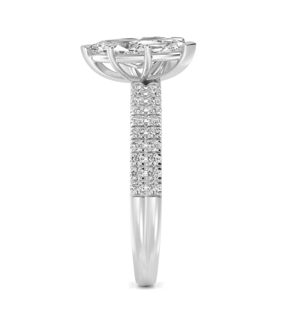 IGI Graded 2.45ctw Marquise & Trilliant with Round Brilliants Lab-Grown Diamond Toi et Moi Engagement Ring in 14k White Gold