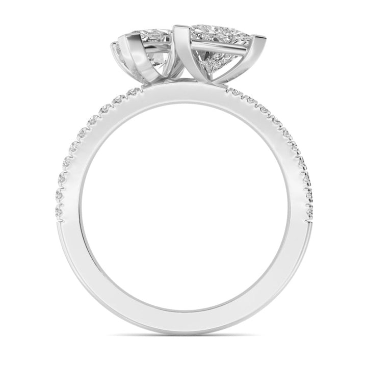 IGI Graded 2.45ctw Marquise & Trilliant with Round Brilliants Lab-Grown Diamond Toi et Moi Engagement Ring in 14k White Gold