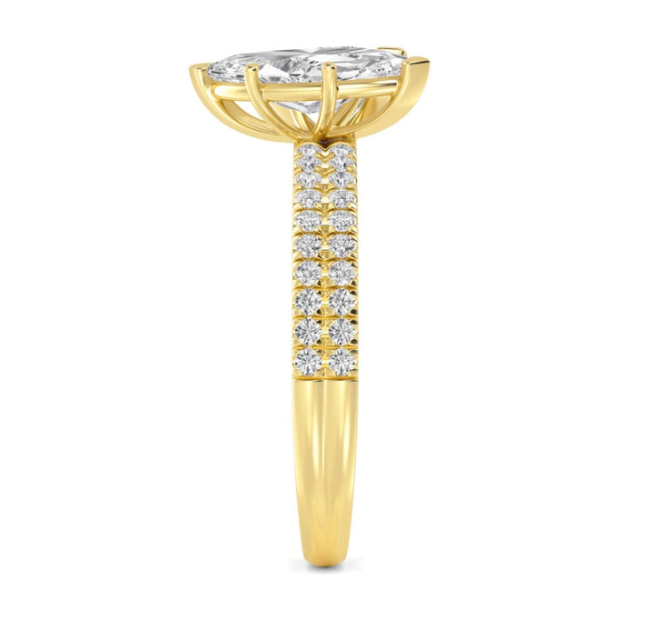 IGI Graded 2.45ctw Marquise & Trilliant with Round Brilliants Lab-Grown Diamond Toi et Moi Engagement Ring in 14k Yellow Gold