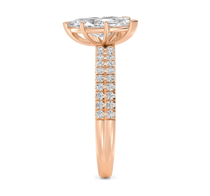 IGI Graded 2.45ctw Marquise & Trilliant with Round Brilliants Lab-Grown Diamond Toi et Moi Engagement Ring in 14k Rose Gold