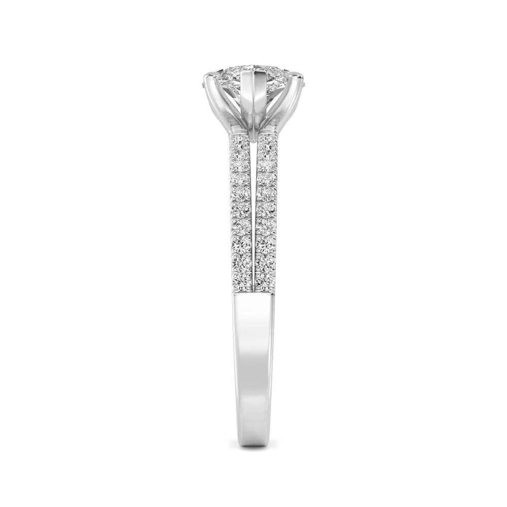 IGI Graded 1.51ct Marquise with Round Brilliant Lab-Grown Diamond East-West Engagement Ring in 14k White Gold