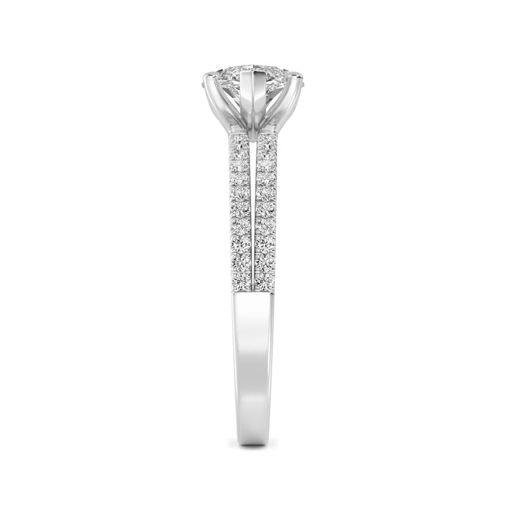 IGI Graded 1.51ct Marquise with Round Brilliant Lab-Grown Diamond East-West Engagement Ring in 14k White Gold
