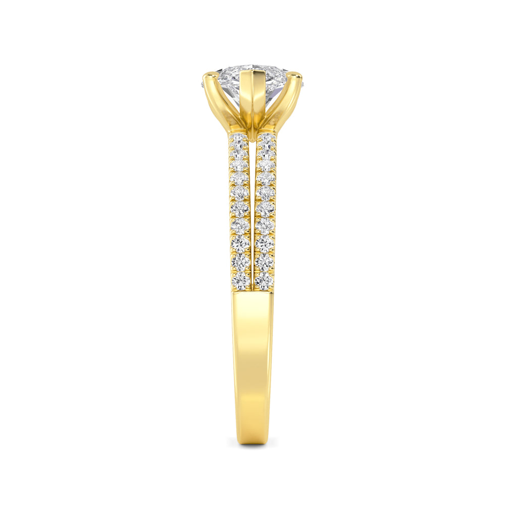 IGI Graded 1.51ct Marquise with Round Brilliant Lab-Grown Diamond East-West Engagement Ring in 14k Yellow Gold
