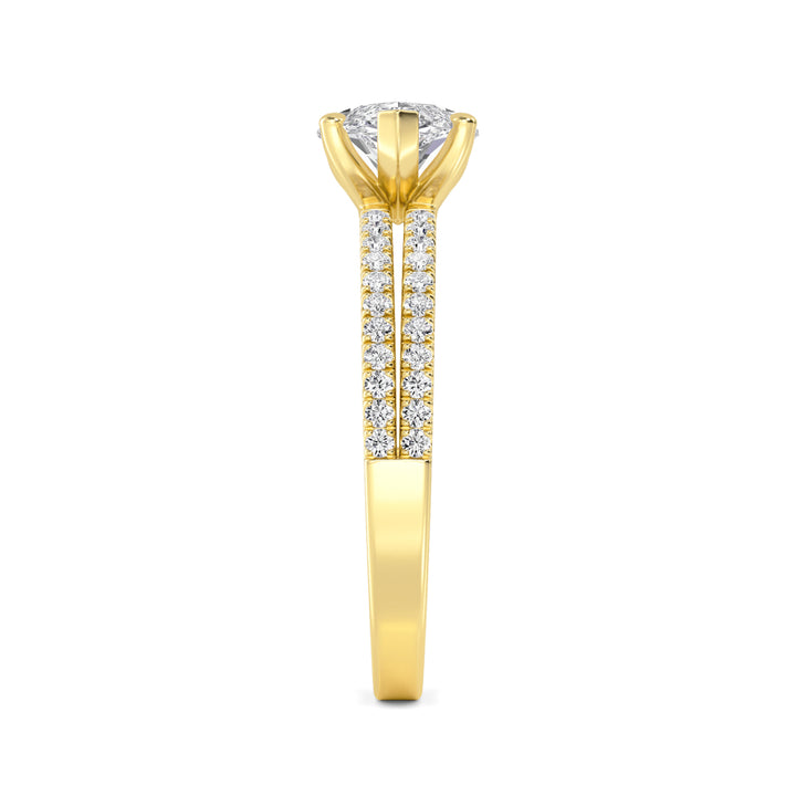 IGI Graded 1.51ct Marquise with Round Brilliant Lab-Grown Diamond East-West Engagement Ring in 14k Yellow Gold