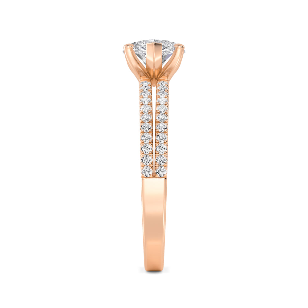 IGI Graded 1.51ct Marquise with Round Brilliant Lab-Grown Diamond East-West Engagement Ring in 14k Rose Gold