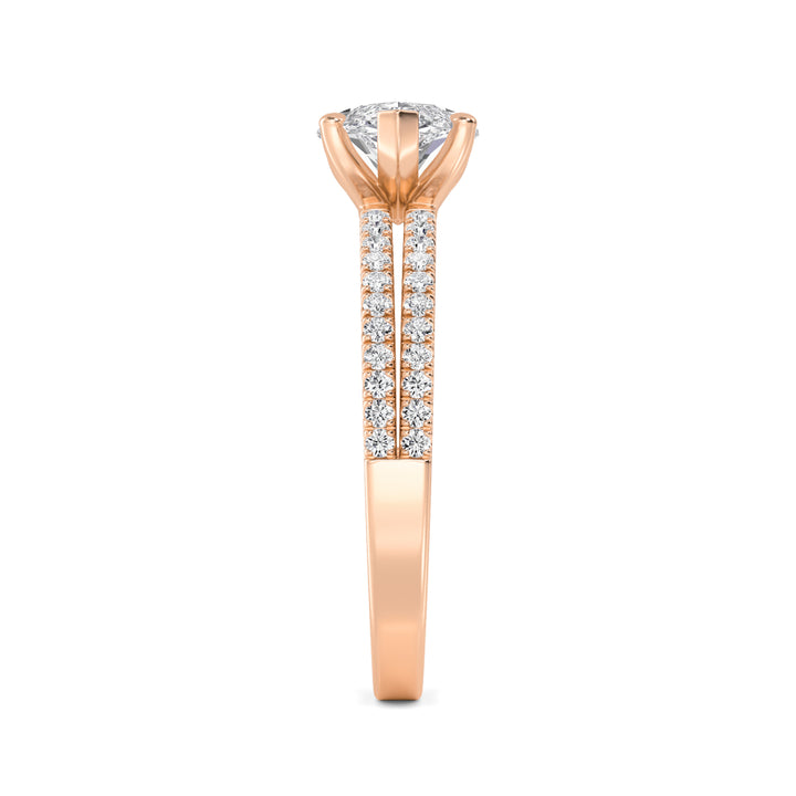 IGI Graded 1.51ct Marquise with Round Brilliant Lab-Grown Diamond East-West Engagement Ring in 14k Rose Gold