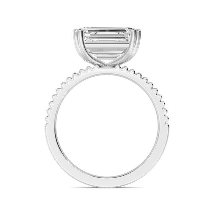 IGI Graded 4.11ct Emerald Cut Lab-Grown Diamond East-West Solitaire Engagement Ring 14k White Gold