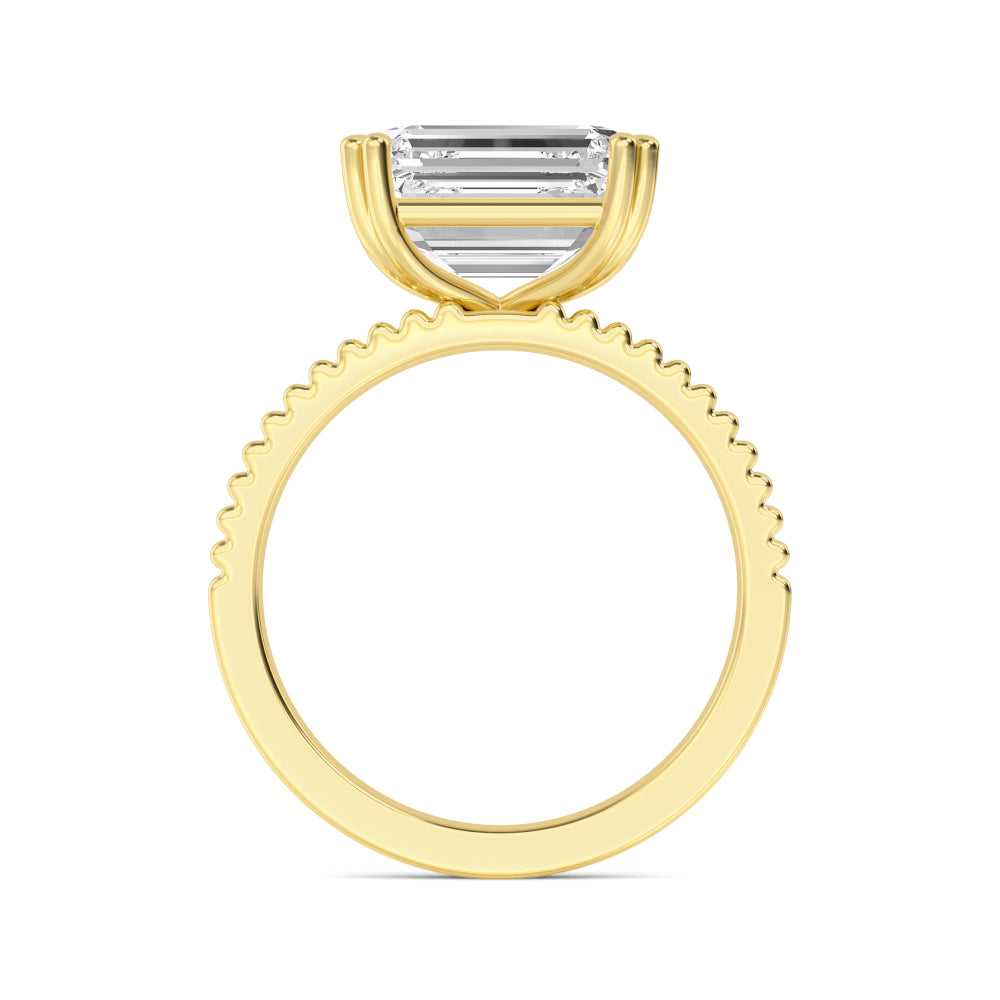 IGI Graded 4.11ct Emerald Cut Lab-Grown Diamond East-West Solitaire Engagement Ring 14k Yellow Gold