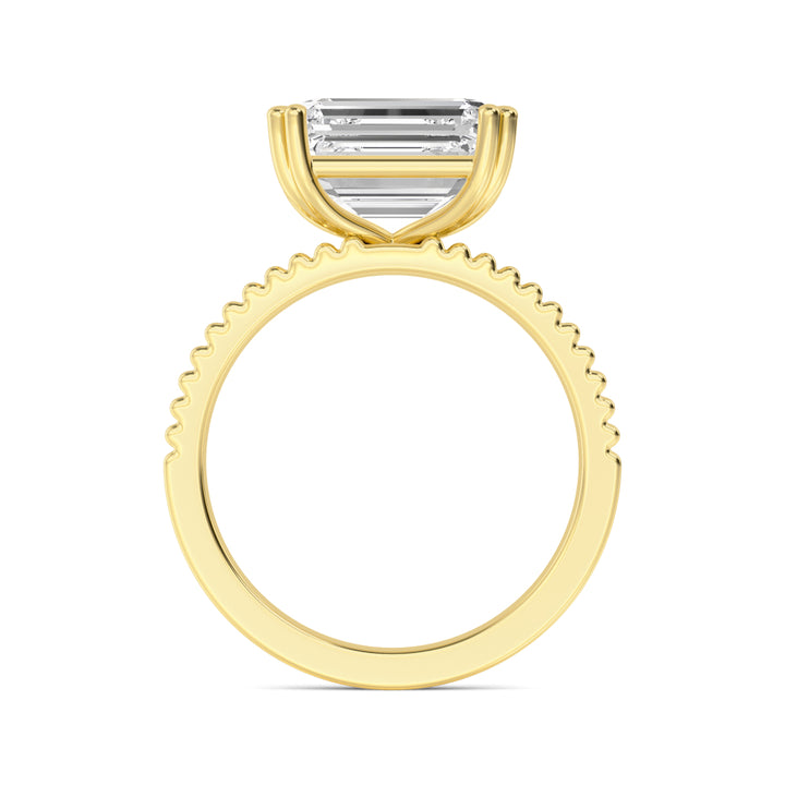 IGI Graded 4.11ct Emerald Cut Lab-Grown Diamond East-West Solitaire Engagement Ring 14k Yellow Gold