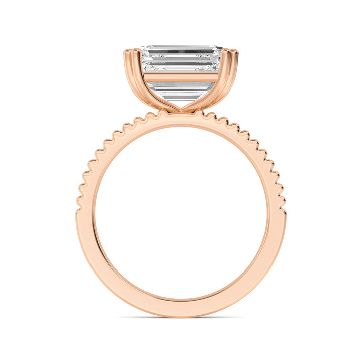 IGI Graded 4.11ct Emerald Cut Lab-Grown Diamond East-West Solitaire Engagement Ring 14k Rose Gold