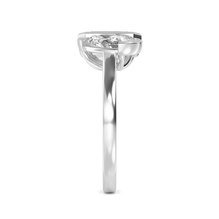 IGI Graded 5.12ctw Emerald & Pear Cut Lab-Grown Toi et Moi Engagement Ring in 14k White Gold