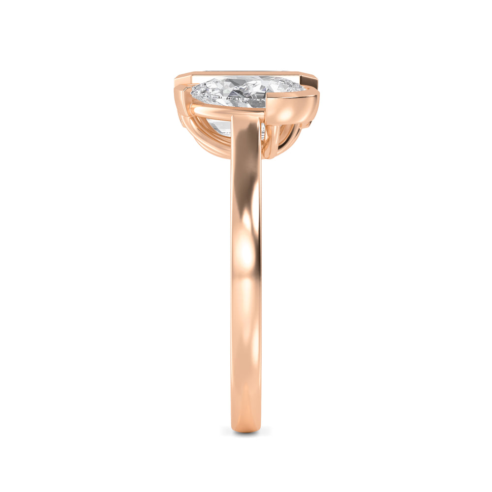 IGI Graded 5.12ctw Emerald & Pear Cut Lab-Grown Toi et Moi Engagement Ring in 14k Rose Gold