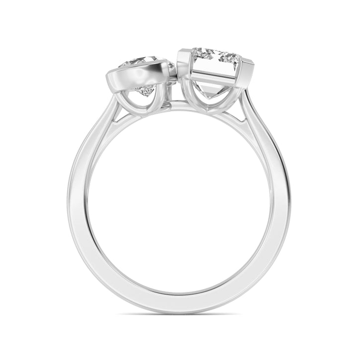 IGI Graded 5.12ctw Emerald & Pear Cut Lab-Grown Toi et Moi Engagement Ring in 14k White Gold