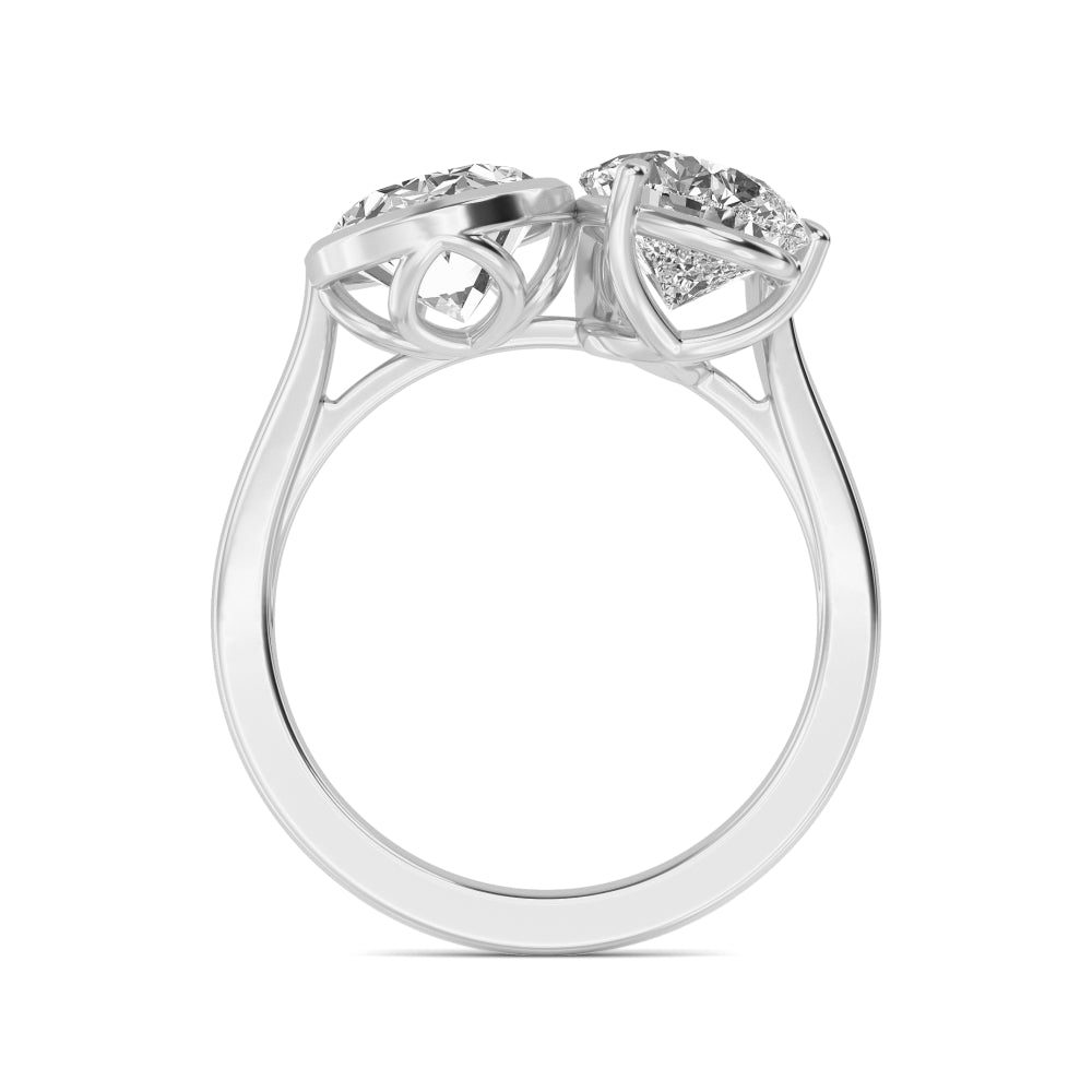 IGI Graded 5ctw Oval & Pear Cut Lab-Grown Toi et Moi Engagement Ring in 14k White Gold
