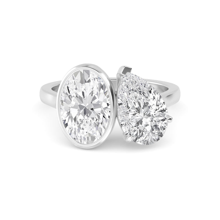 IGI Graded 5ctw Oval & Pear Cut Lab-Grown Toi et Moi Engagement Ring in 14k White Gold
