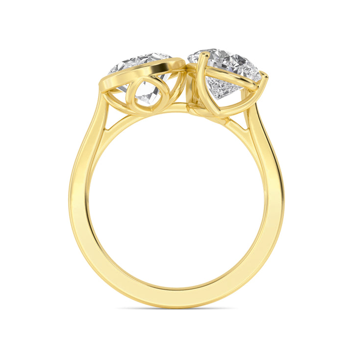 IGI Graded 5ctw Oval & Pear Cut Lab-Grown Toi et Moi Engagement Ring in 14k Yellow Gold