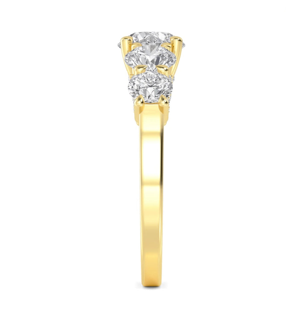 3.03ctw Round Brilliant Lab-Grown Diamond 5-Stone Wedding Band in 14k Yellow Gold