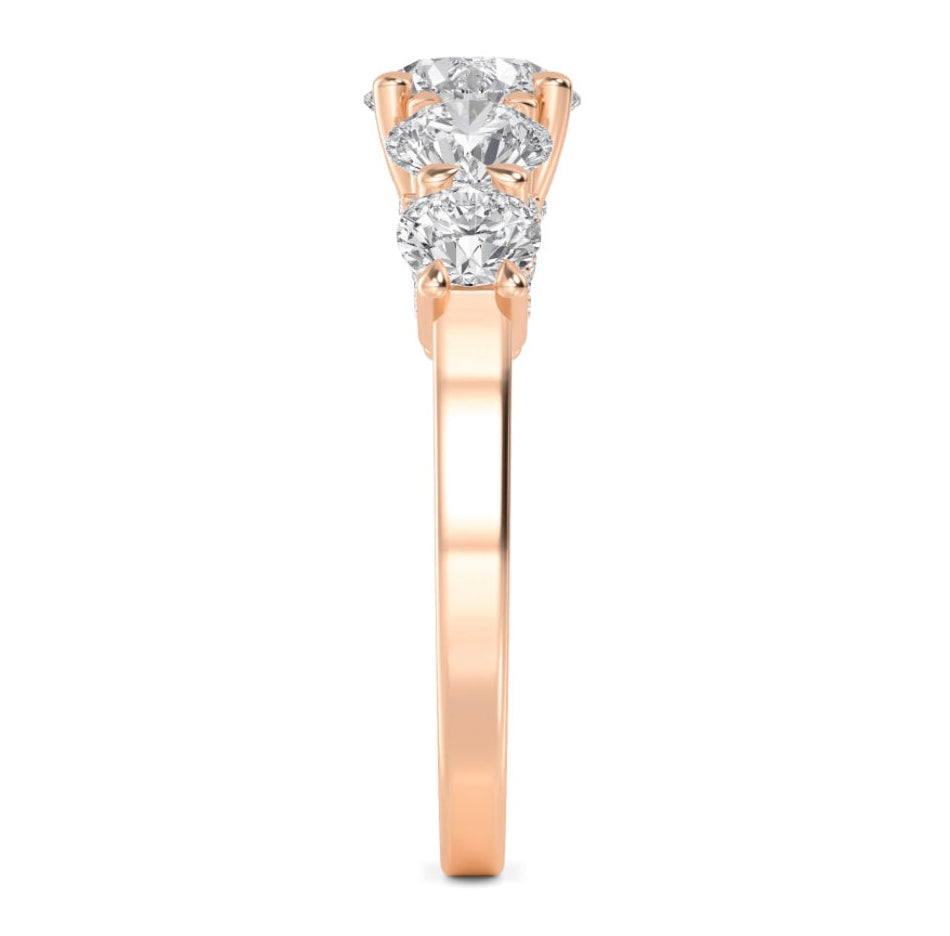 3.03ctw Round Brilliant Lab-Grown Diamond 5-Stone Wedding Band in 14k Rose Gold
