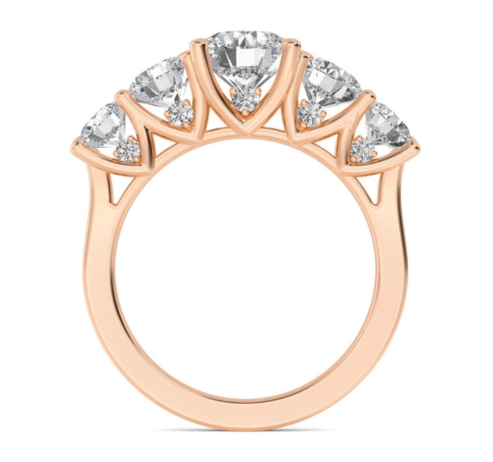 3.03ctw Round Brilliant Lab-Grown Diamond 5-Stone Wedding Band in 14k Rose Gold