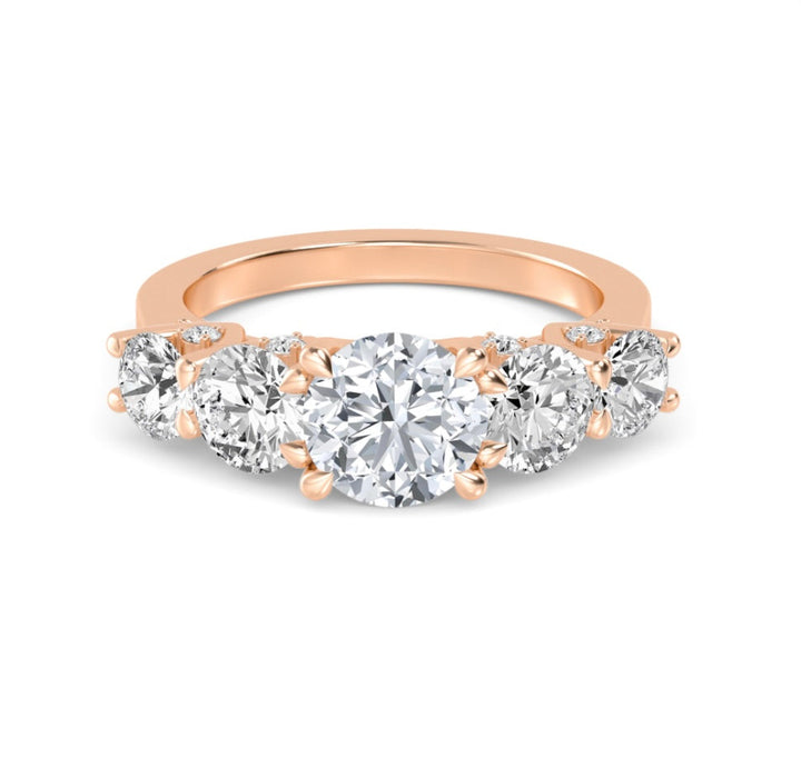 3.03ctw Round Brilliant Lab-Grown Diamond 5-Stone Wedding Band in 14k Rose Gold
