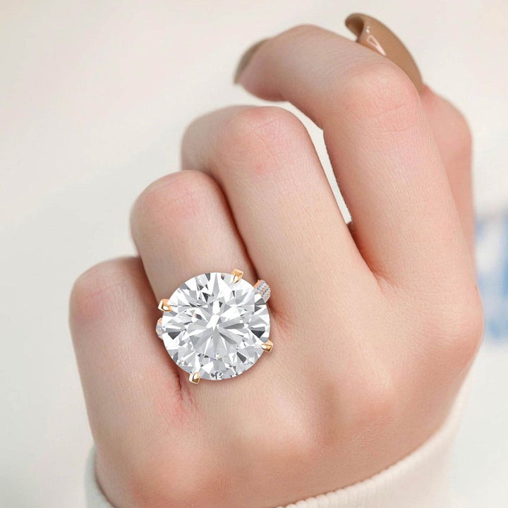 IGI Graded 12ct Round Brilliant Center with Hidden Halo Lab-Grown Diamond Engagement Ring in 14k Rose Gold