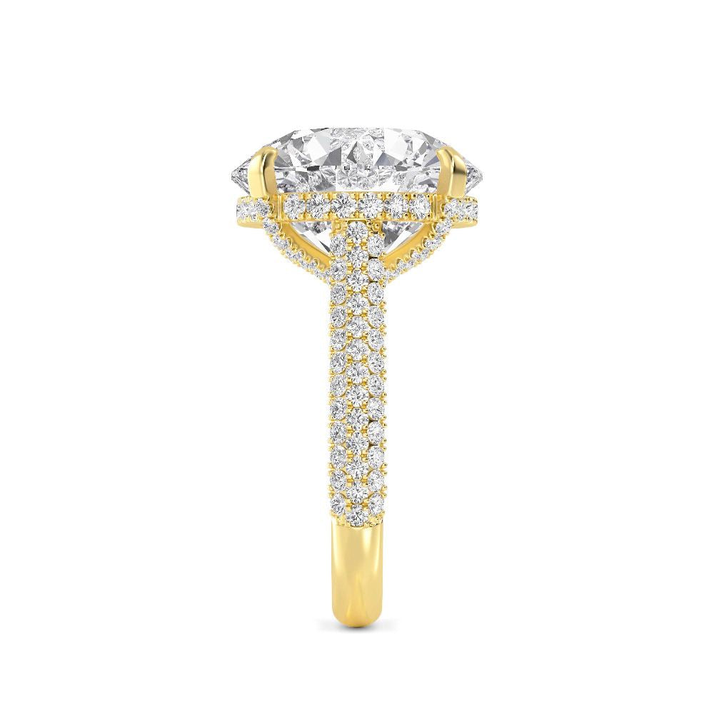 IGI Graded 12ct Round Brilliant Center with Hidden Halo Lab-Grown Diamond Engagement Ring in 14k Yellow Gold