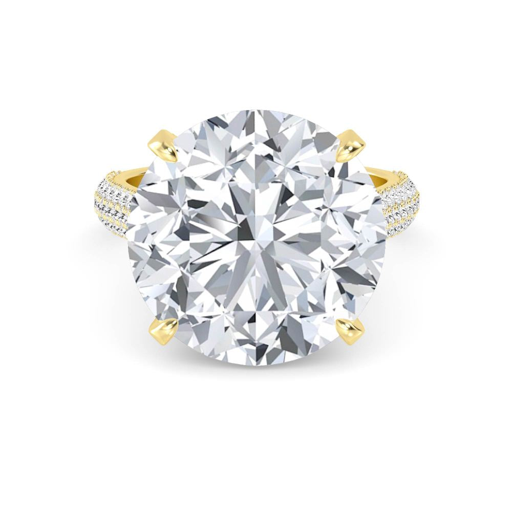 IGI Graded 12ct Round Brilliant Center with Hidden Halo Lab-Grown Diamond Engagement Ring in 14k Yellow Gold