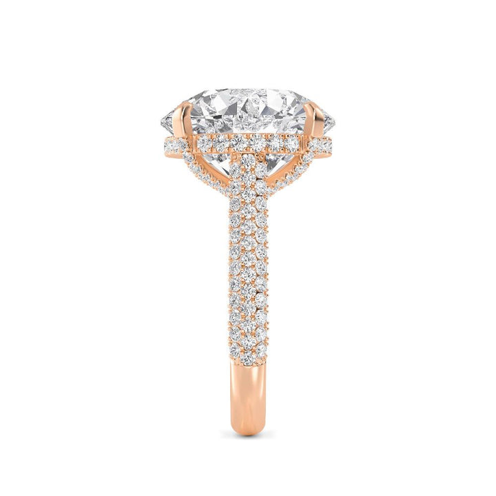IGI Graded 12ct Round Brilliant Center with Hidden Halo Lab-Grown Diamond Engagement Ring in 14k Rose Gold