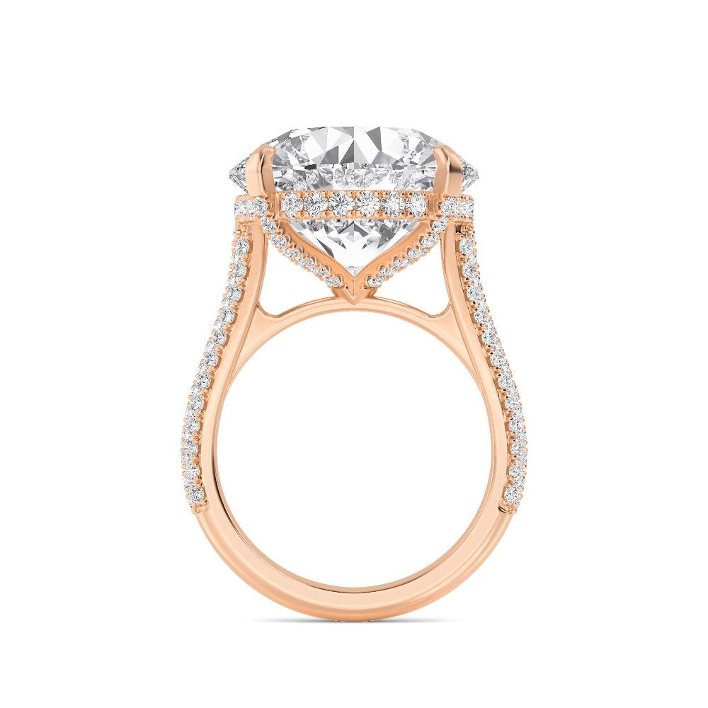 IGI Graded 12ct Round Brilliant Center with Hidden Halo Lab-Grown Diamond Engagement Ring in 14k Rose Gold