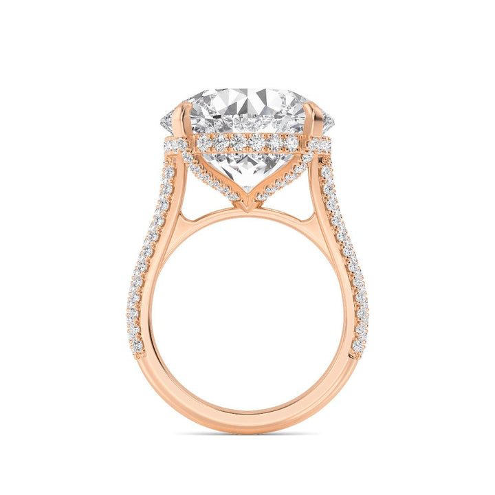 IGI Graded 12ct Round Brilliant Center with Hidden Halo Lab-Grown Diamond Engagement Ring in 14k Rose Gold