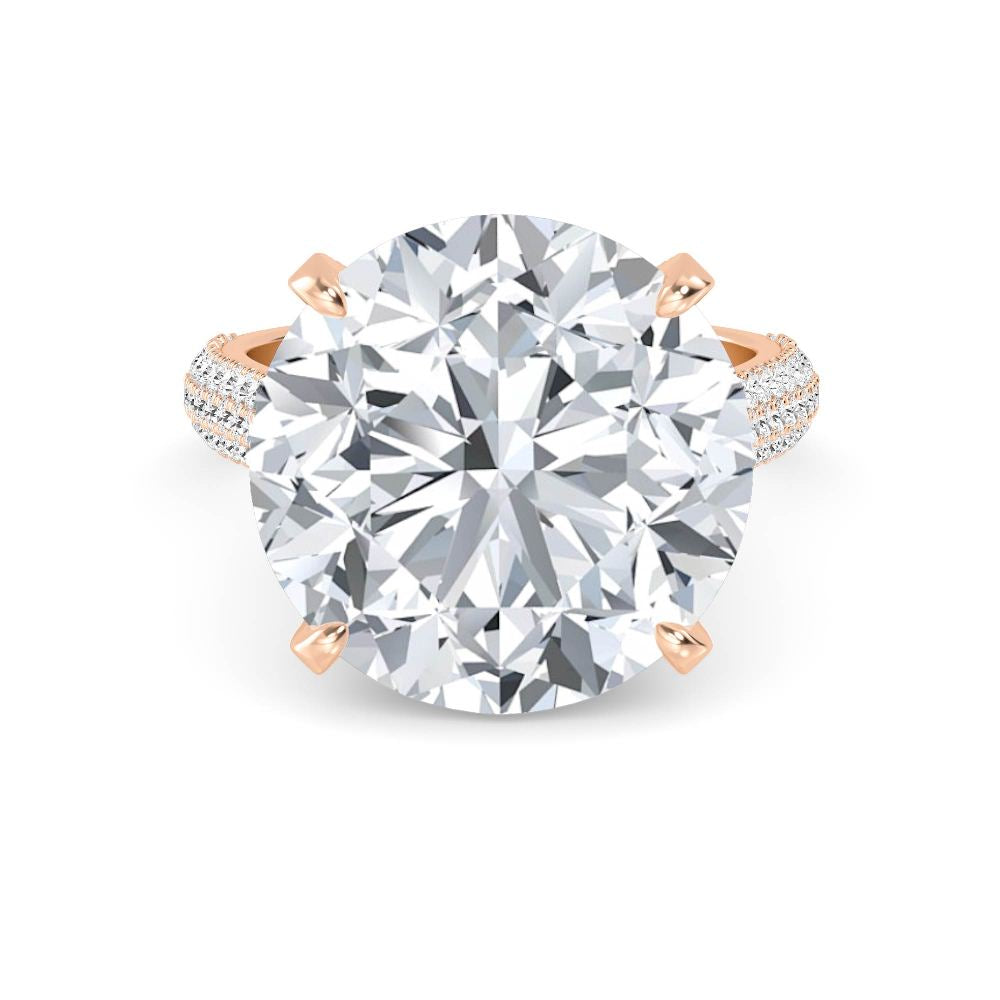 IGI Graded 12ct Round Brilliant Center with Hidden Halo Lab-Grown Diamond Engagement Ring in 14k Rose Gold
