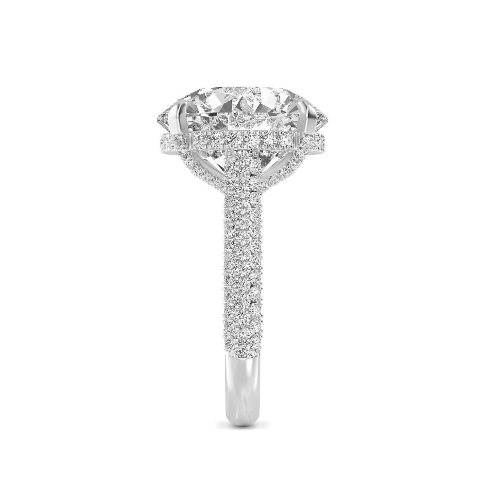 IGI Graded 12ct Round Brilliant Center with Hidden Halo Lab-Grown Diamond Engagement Ring in 14k White Gold