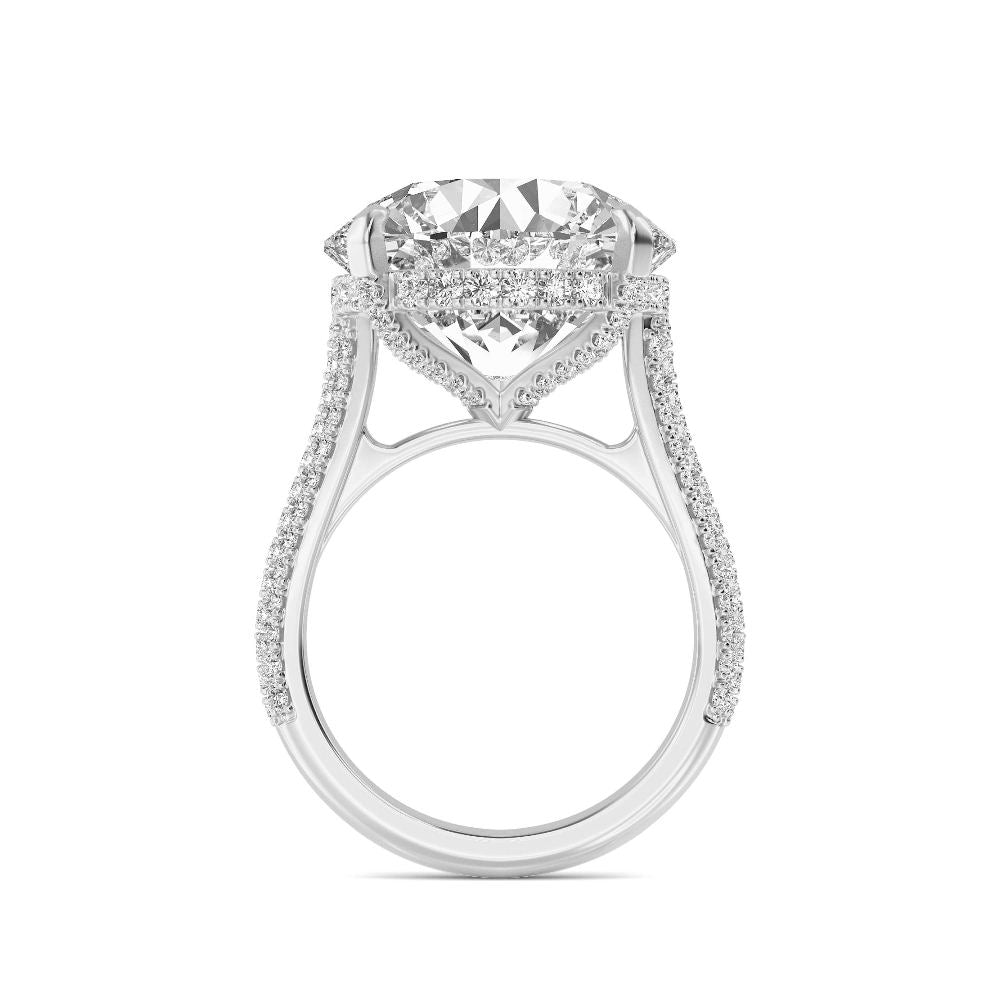 IGI Graded 12ct Round Brilliant Center with Hidden Halo Lab-Grown Diamond Engagement Ring in 14k White Gold