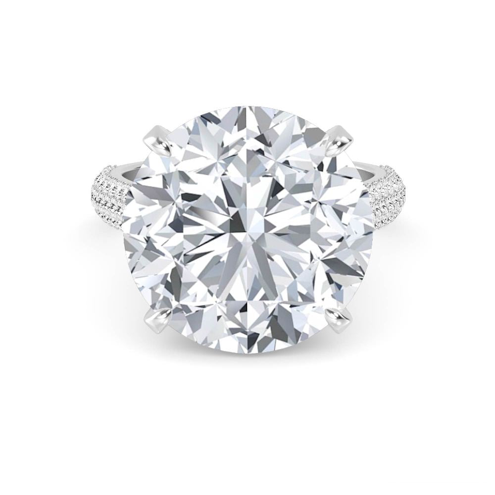 IGI Graded 12ct Round Brilliant Center with Hidden Halo Lab-Grown Diamond Engagement Ring in 14k White Gold