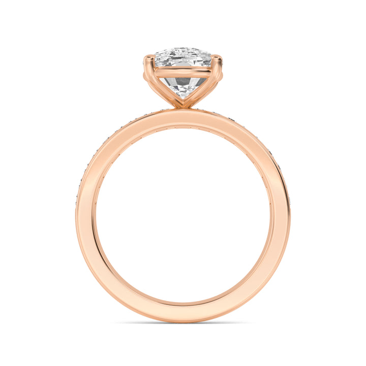 IGI Graded 3.09ct Cushion Cut with Baguettes Lab-Grown Diamond Engagement Ring in 14k Rose Gold