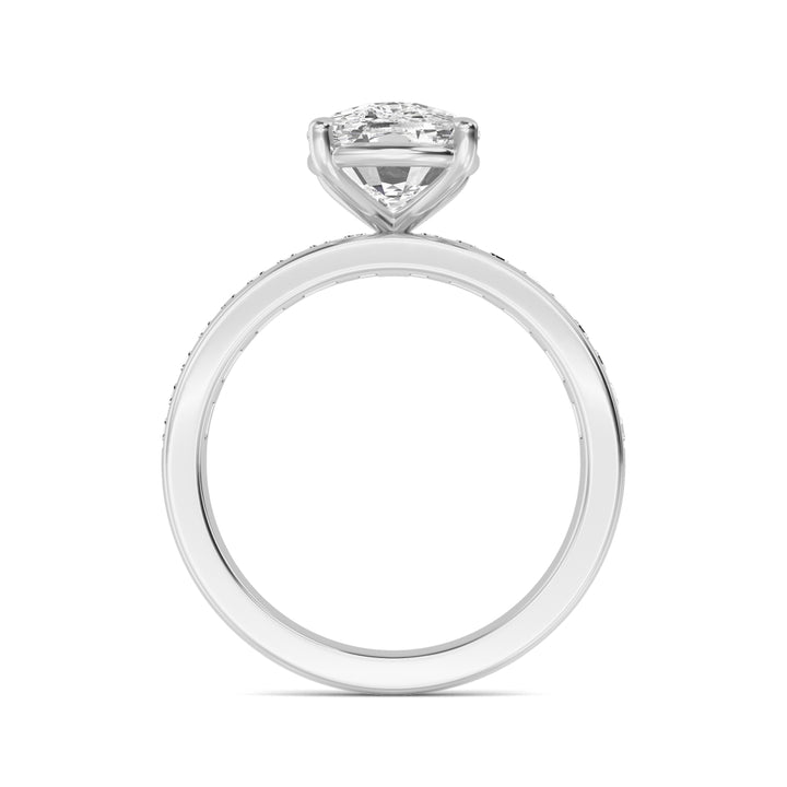 IGI Graded 3.09ct Cushion Cut with Baguettes Lab-Grown Diamond Engagement Ring in 14k White Gold