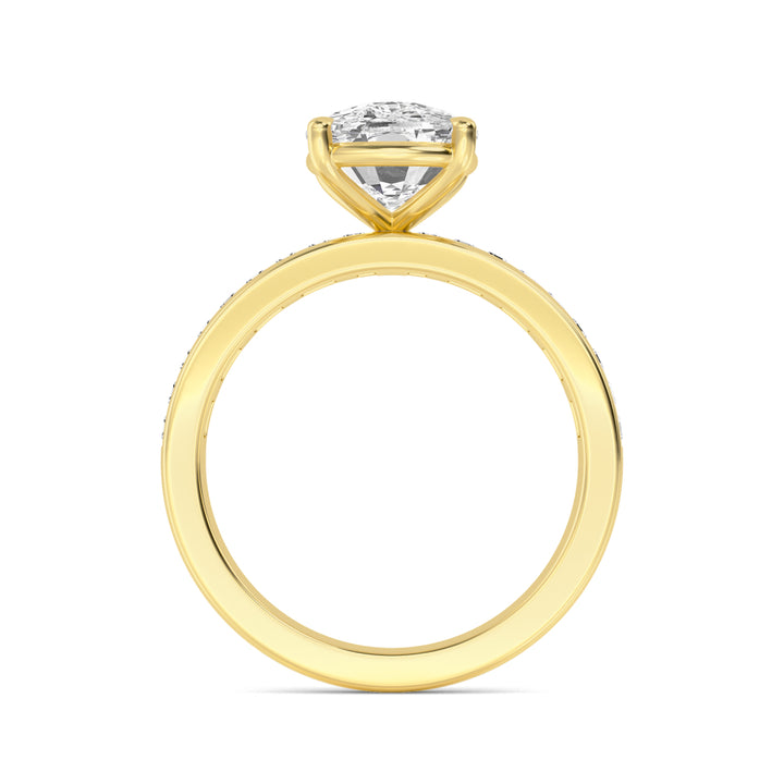 IGI Graded 3.09ct Cushion Cut with Baguettes Lab-Grown Diamond Engagement Ring in 14k Yellow Gold