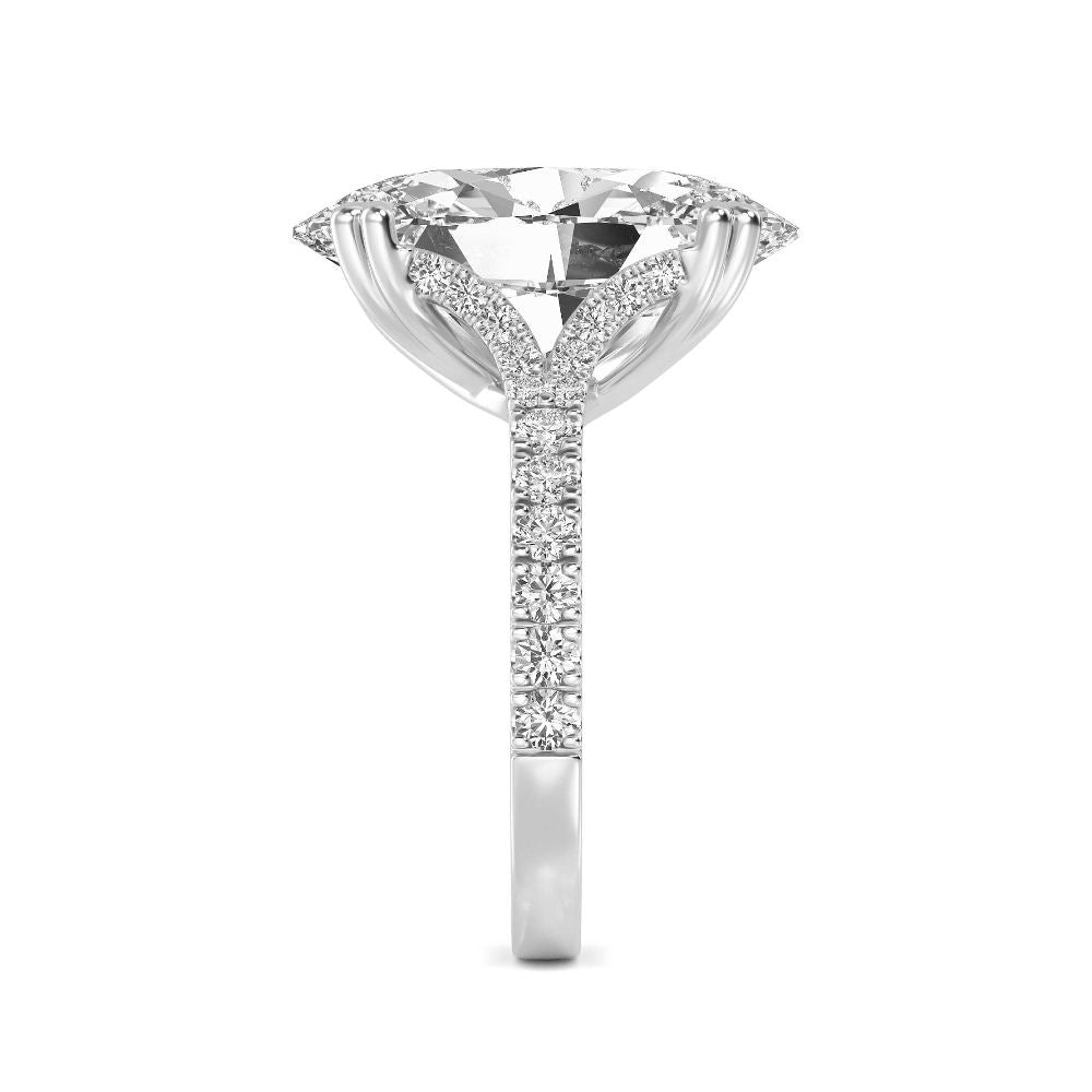 IGI Graded 10.10ct Oval with Round Brilliants Lab-Grown Diamond Engagement Ring in 14k White Gold