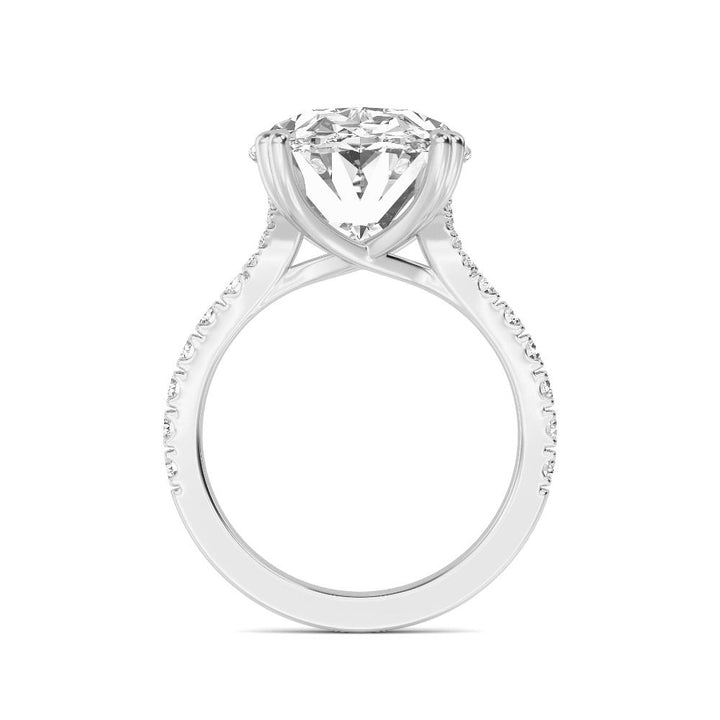 IGI Graded 10.10ct Oval with Round Brilliants Lab-Grown Diamond Engagement Ring in 14k White Gold