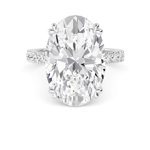 IGI Graded 10.10ct Oval with Round Brilliants Lab-Grown Diamond Engagement Ring in 14k White Gold