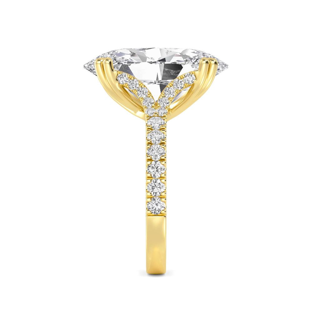 IGI Graded 10.10ct Oval with Round Brilliants Lab-Grown Diamond Engagement Ring in 14k Yellow Gold