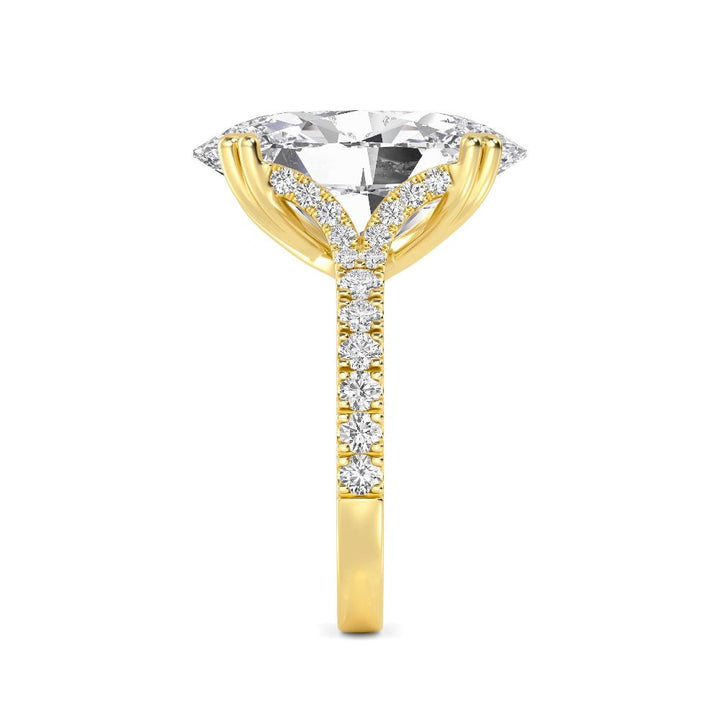 IGI Graded 10.10ct Oval with Round Brilliants Lab-Grown Diamond Engagement Ring in 14k Yellow Gold
