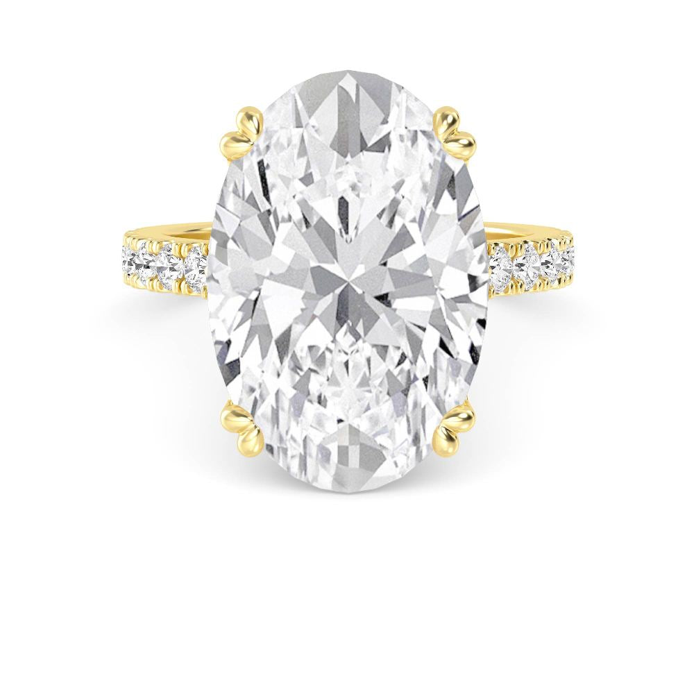 IGI Graded 10.10ct Oval with Round Brilliants Lab-Grown Diamond Engagement Ring in 14k Yellow Gold