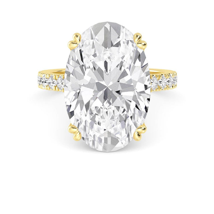 IGI Graded 10.10ct Oval with Round Brilliants Lab-Grown Diamond Engagement Ring in 14k Yellow Gold