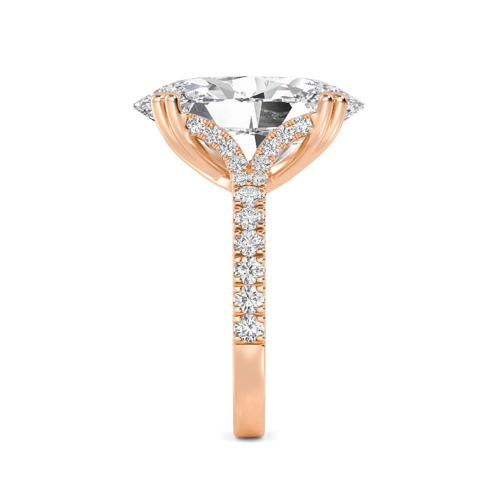 IGI Graded 10.10ct Oval with Round Brilliants Lab-Grown Diamond Engagement Ring in 14k Rose Gold