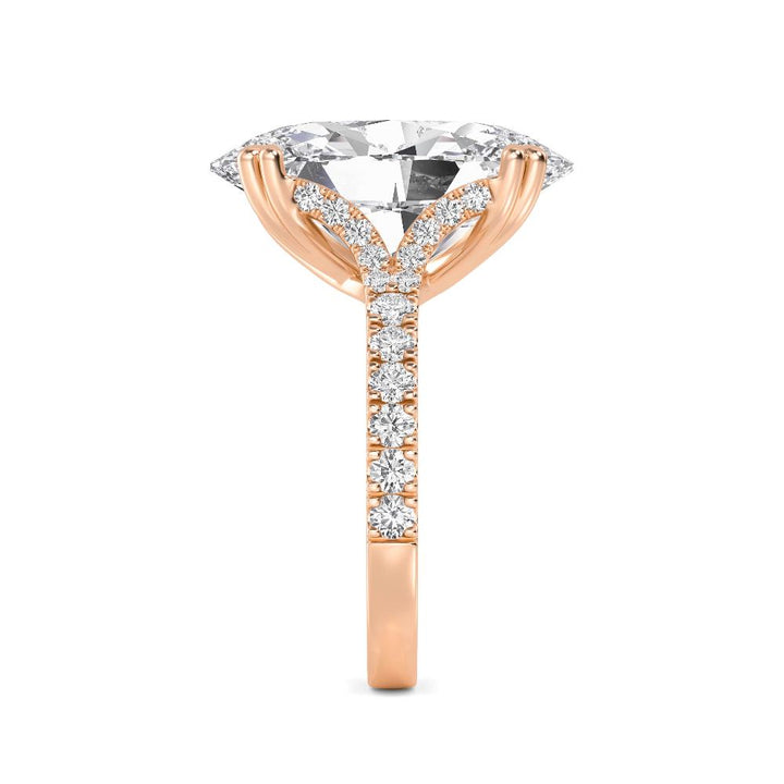 IGI Graded 10.10ct Oval with Round Brilliants Lab-Grown Diamond Engagement Ring in 14k Rose Gold