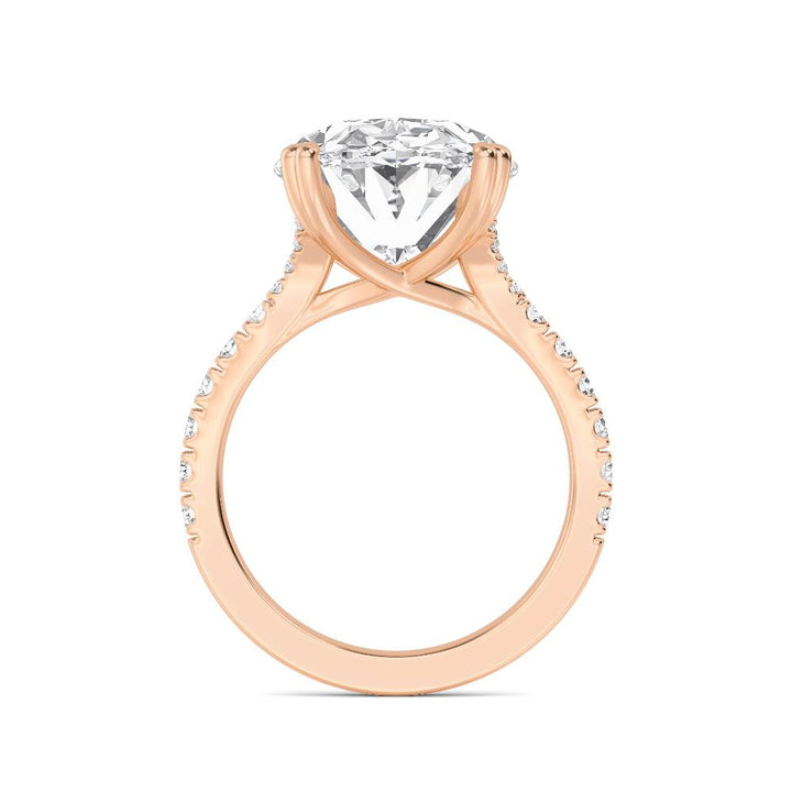 IGI Graded 10.10ct Oval with Round Brilliants Lab-Grown Diamond Engagement Ring in 14k Rose Gold