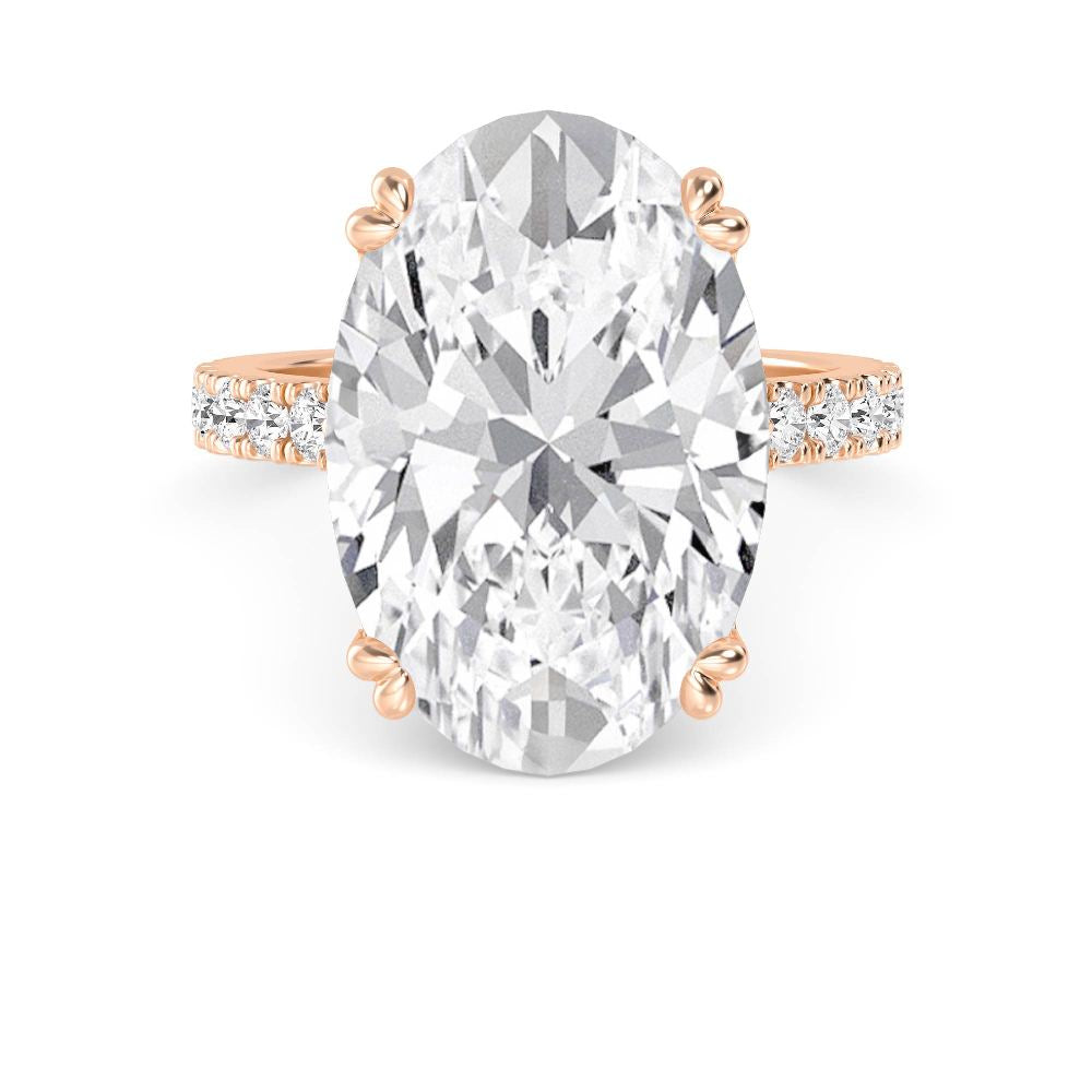 IGI Graded 10.10ct Oval with Round Brilliants Lab-Grown Diamond Engagement Ring in 14k Rose Gold