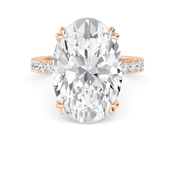 IGI Graded 10.10ct Oval with Round Brilliants Lab-Grown Diamond Engagement Ring in 14k Rose Gold
