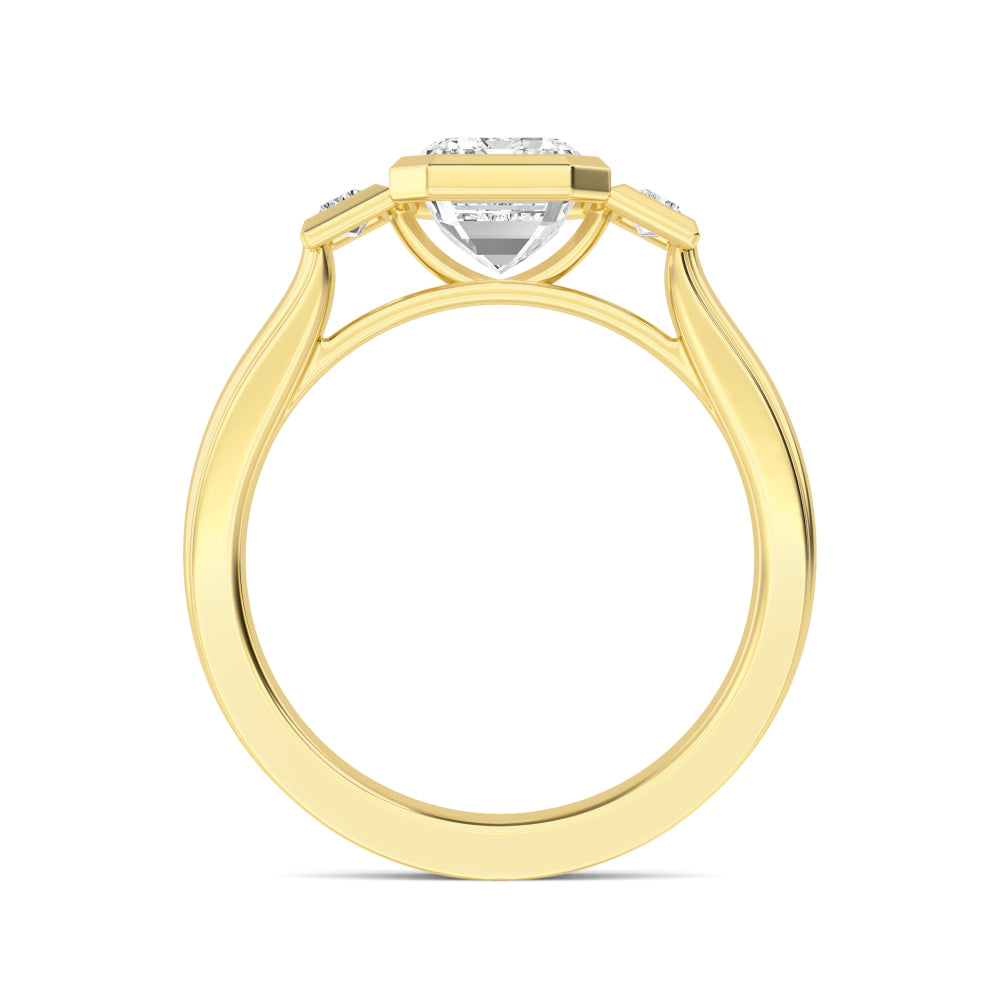 IGI Graded 2.23ctw Emerald Cut & Baguette Cut Lab-Grown Diamond 3-Stone Bezel-Set Engagement Ring 14k Yellow Gold